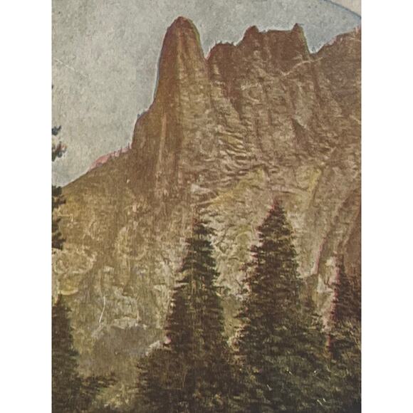 Atq Stereoscope Photo Card Colored Lithograph World Series No 112 Yosemite Cal - Picture 1 of 12